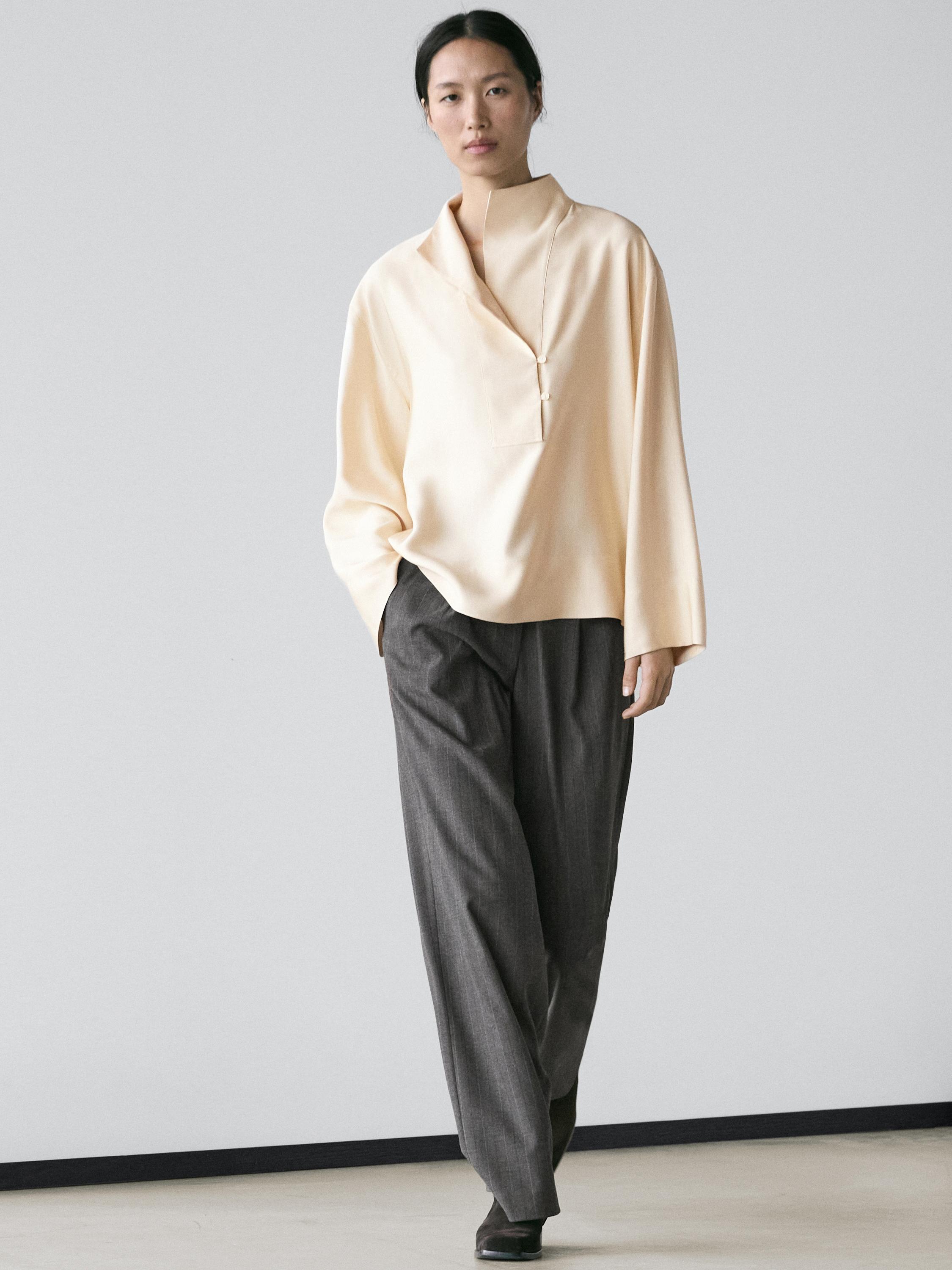 Flowing blouse with bib detail