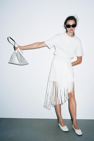 OPENWORK LEATHER TOTE BAG -  by Zara