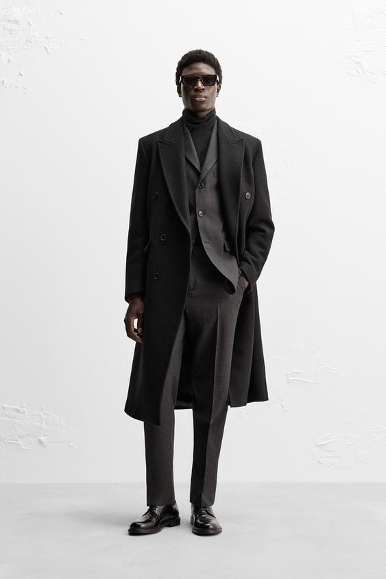 DOUBLEBREASTED WOOL COAT Black ZARA United States