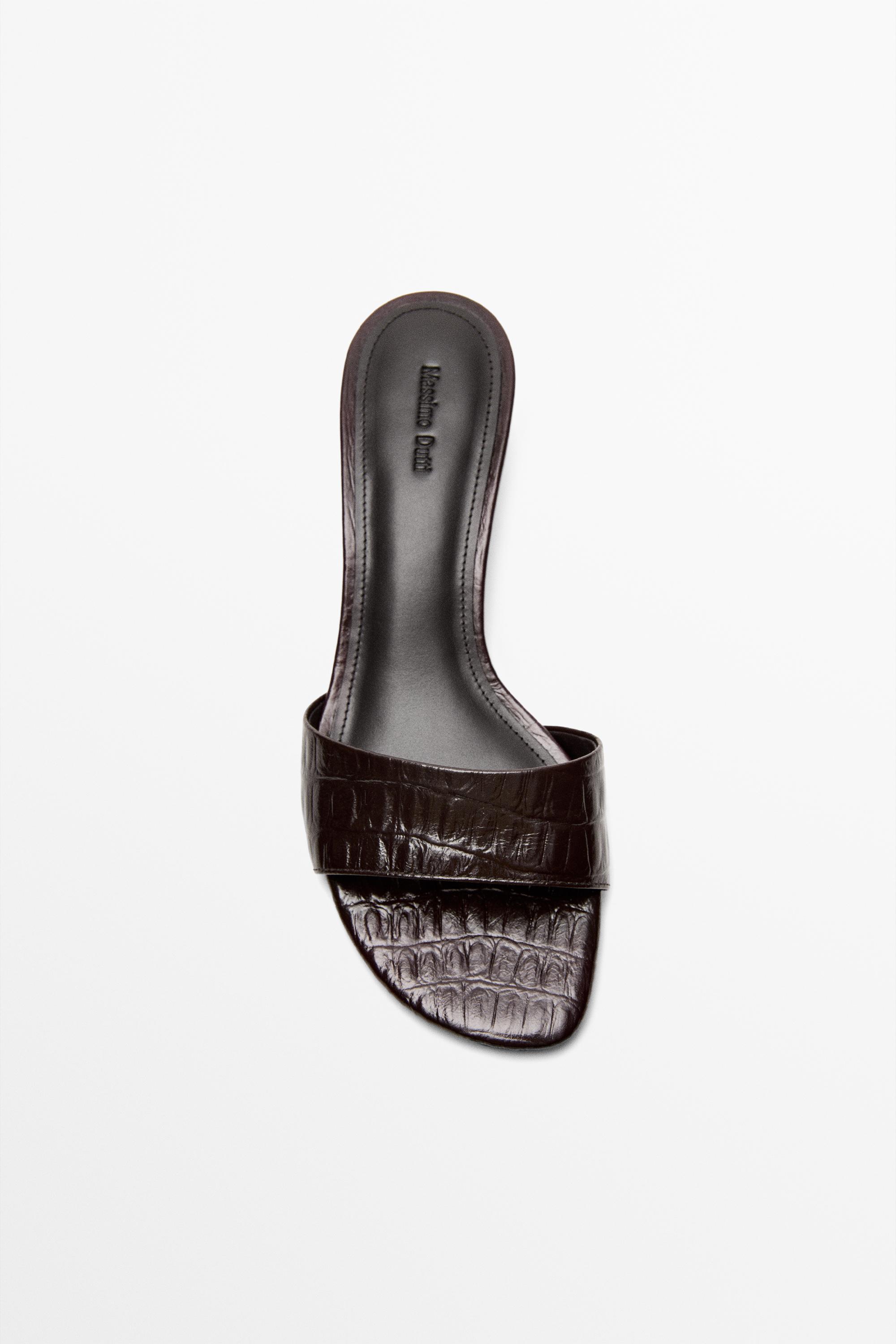 High-heel sandals embossed leather