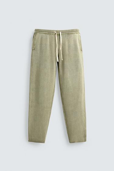 PANTALON EN MAILLE STRUCTURÉE - Vert de Zara