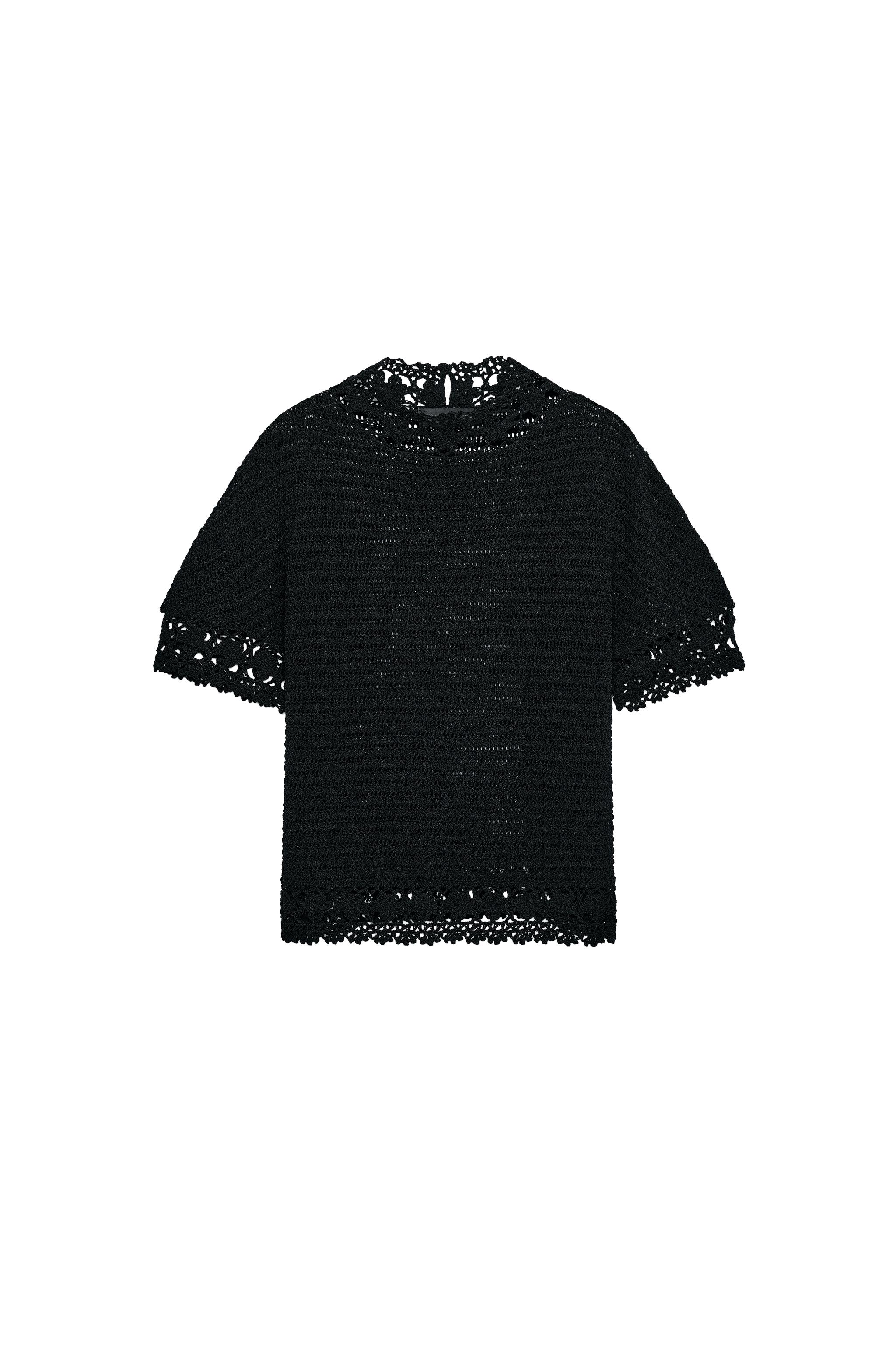 フラワーハイネックニットトップス - ブラック | ZARA Japan / 日本