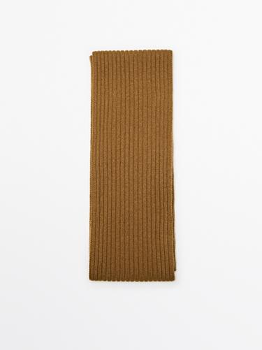 Zara Fine ribbed fabric scarf - Mustard