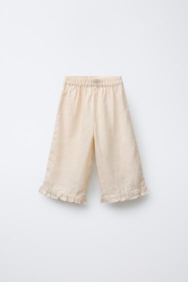 Zaras CULOTTEBYXA I 100 % LINNE - Naturfärg