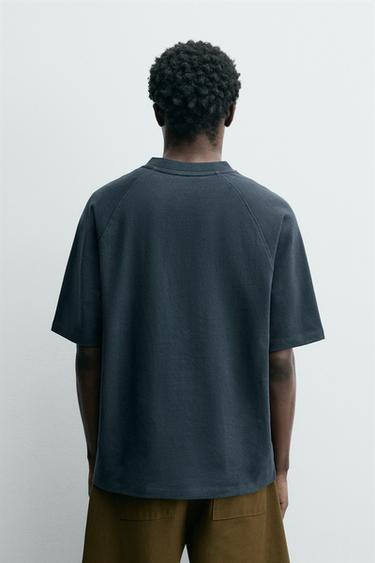 T-SHIRT COL POLO BASEBALL - Bleu moyen de Zara - Image 2