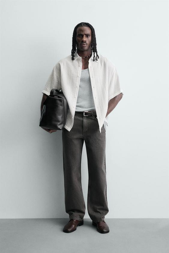 TEXTURED FLOWY SHIRT