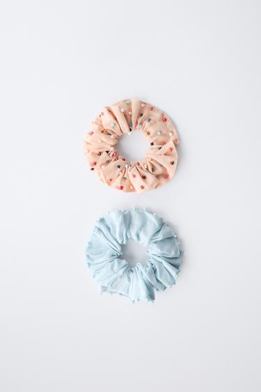TWO-PACK OF BEADED SCRUNCHIES - Multicoloured by Zara
