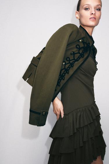 SHORT RUFFLED DRESS - Khaki by Zara