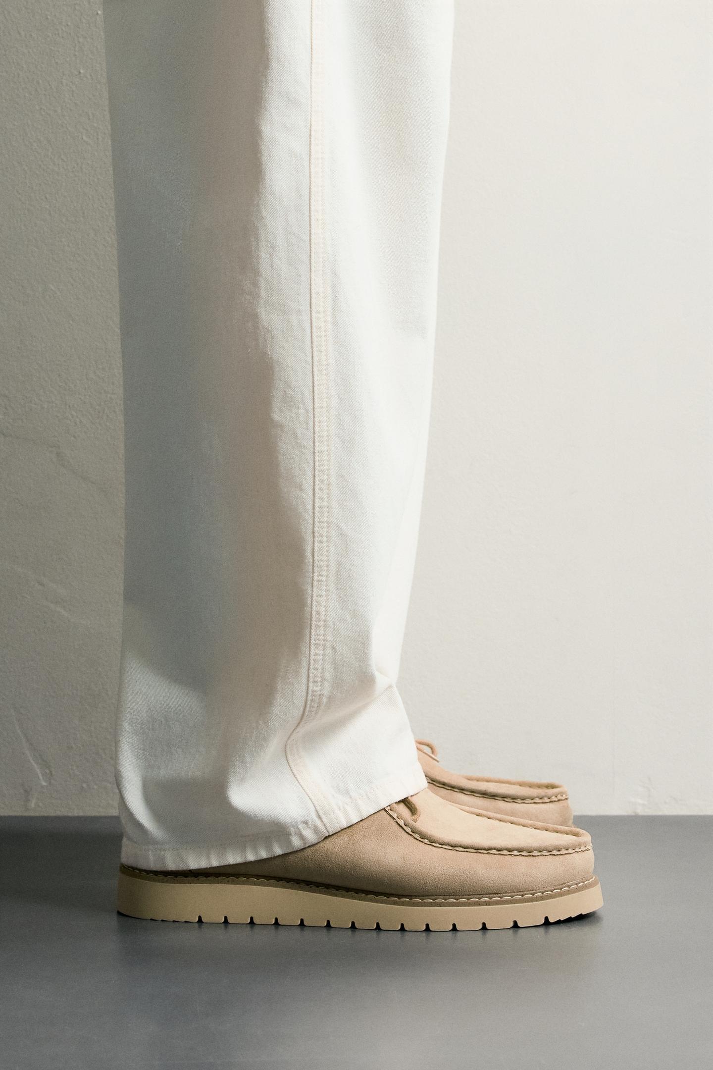 Мужские туфли Zara Apron-Toe Lace-Up, цвет: Бежевый — фото 2