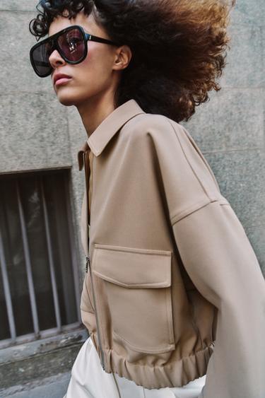 Zara ELASTIC HEM JACKET - taupe brown - Image 0