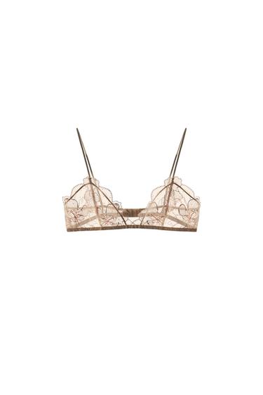 SOUTIEN-GORGE TRIANGLE EN DENTELLE - Rose / Blanc de Zara