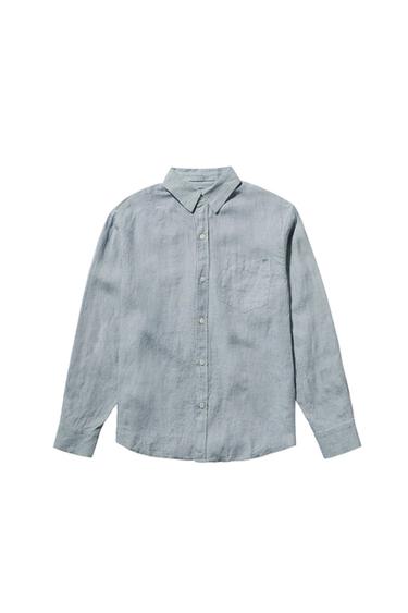 Zara RELAXED FIT 100% LINEN SHIRT - Sky blue