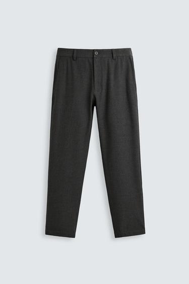 COMFORT TEXTURED TROUSERS - Charcoal grey by Zara