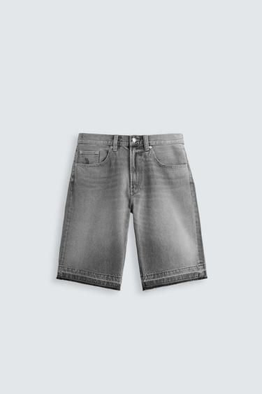 BAGGY FIT DENIM BERMUDA SHORTS - Grey by Zara