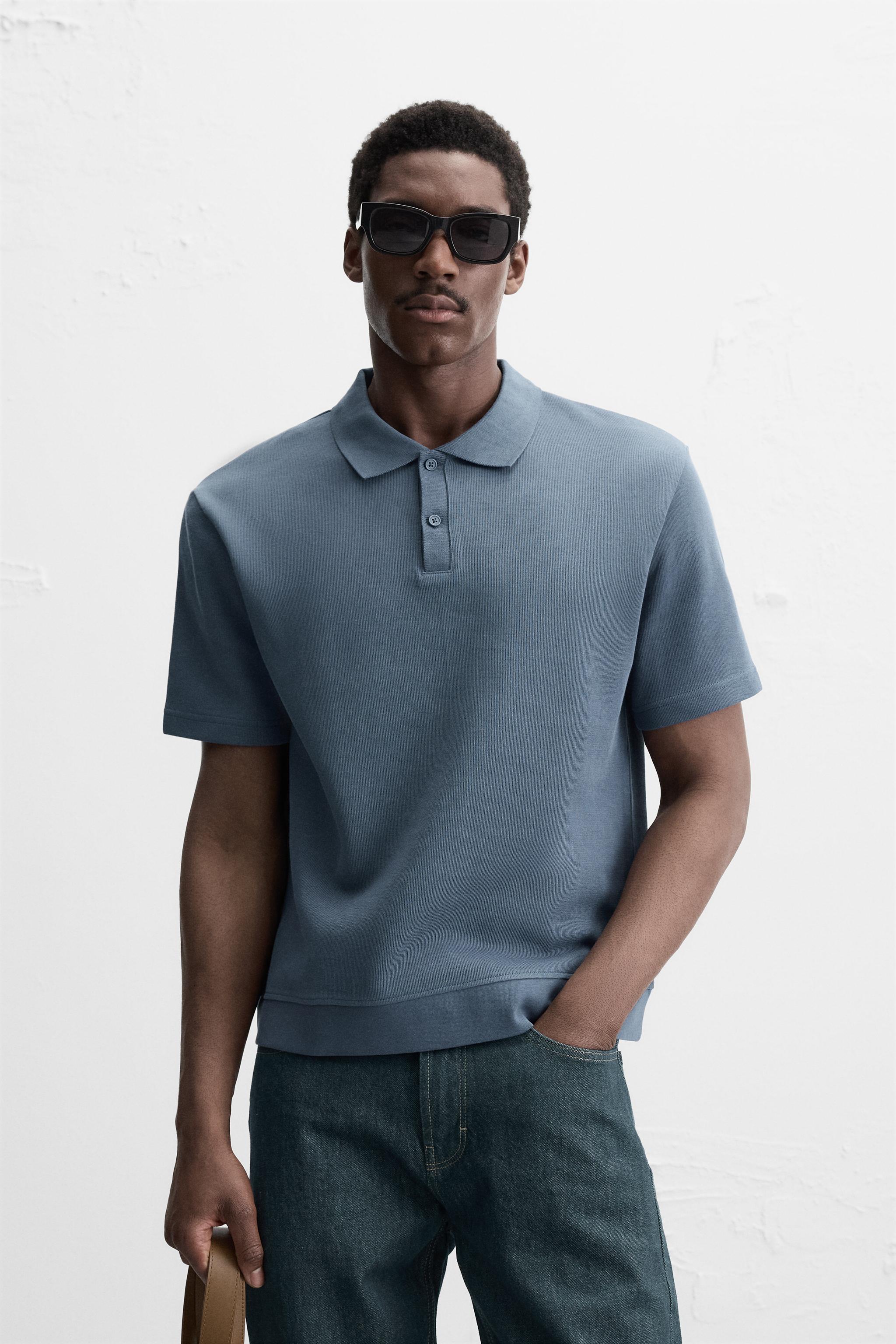 INTERLOCK TEXTURED POLO - Blue | ZARA United States