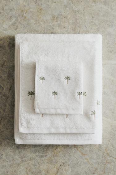 PALM TREE EMBROIDERY BATH TOWEL - Golden by Zara - Image 5