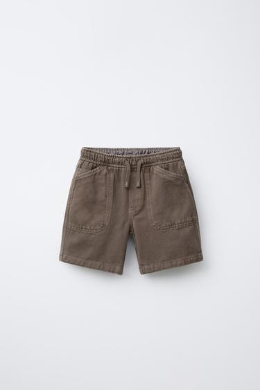 COMFY COTTON LINEN TWILL BERMUDA SHORTS - Brown by Zara