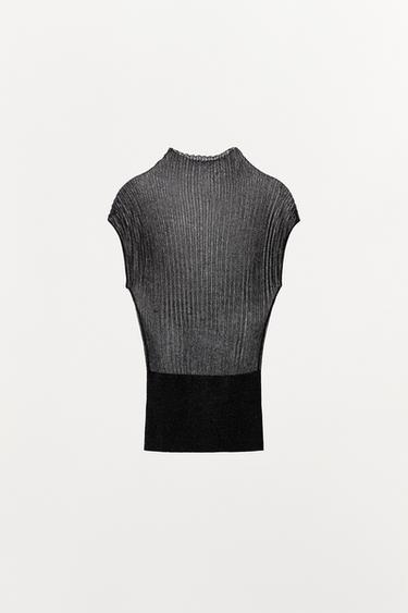 TOP EN MAILLE AVEC FIL MÉTALLISÉ - Bleu nuit de Zara - Image 2
