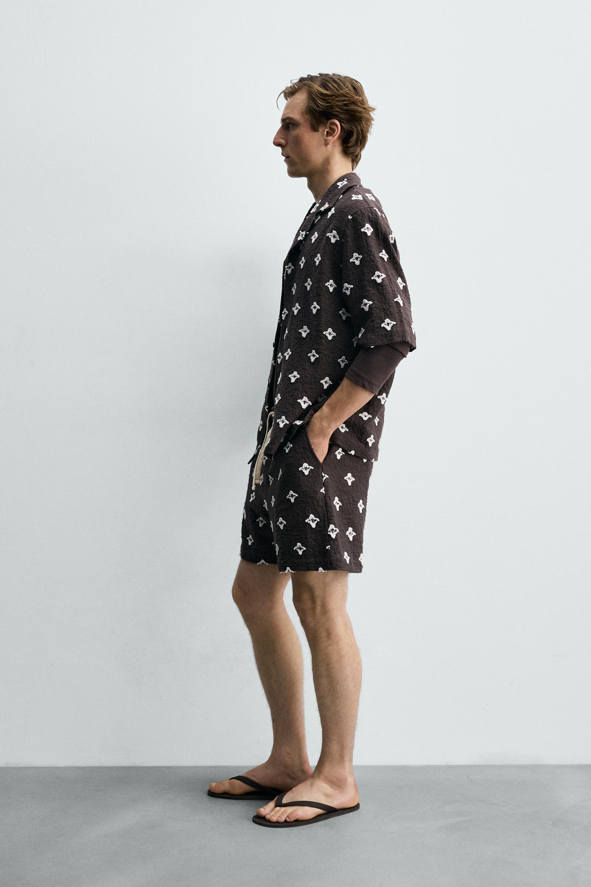 RELAXED FIT TEXTURED JACQUARD SHORTS