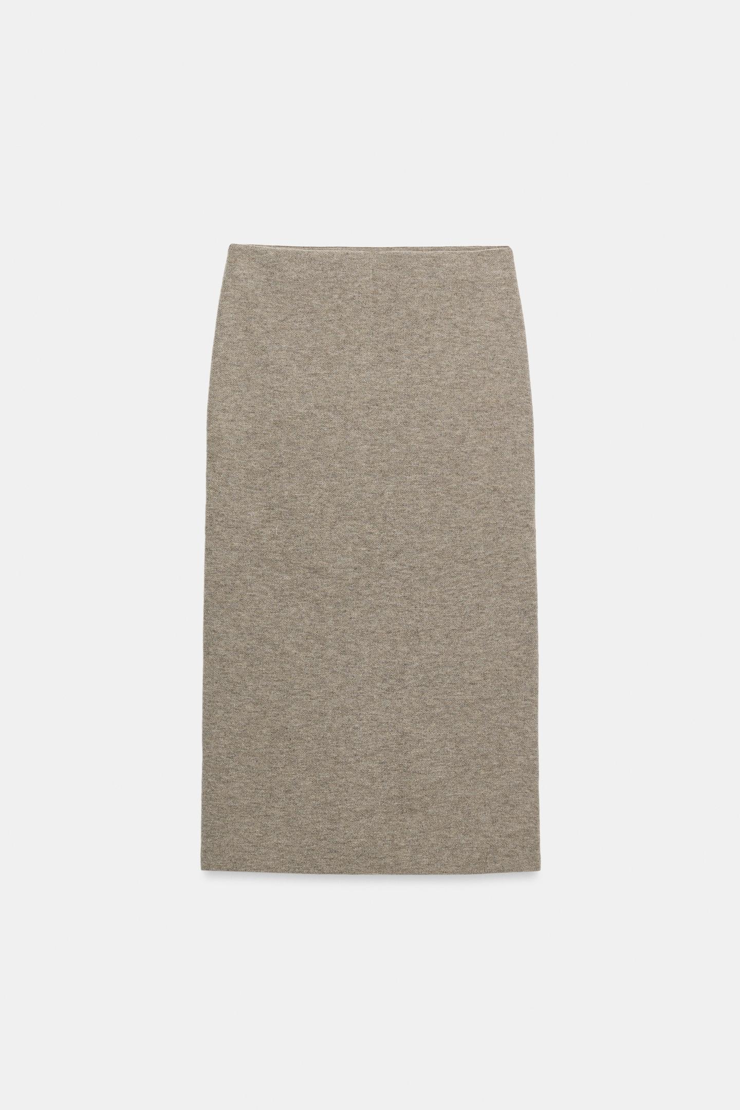 Женская юбка Zara Knit MIDI, цвет: Серо-коричневый серый — фото 6
