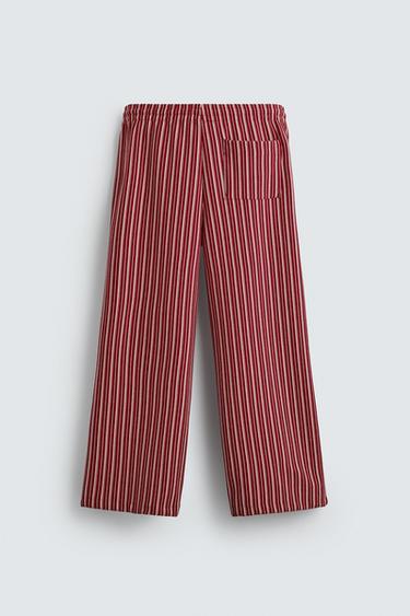 STRIPED RELAXED FIT TROUSERS - Red by Zara - Image 6