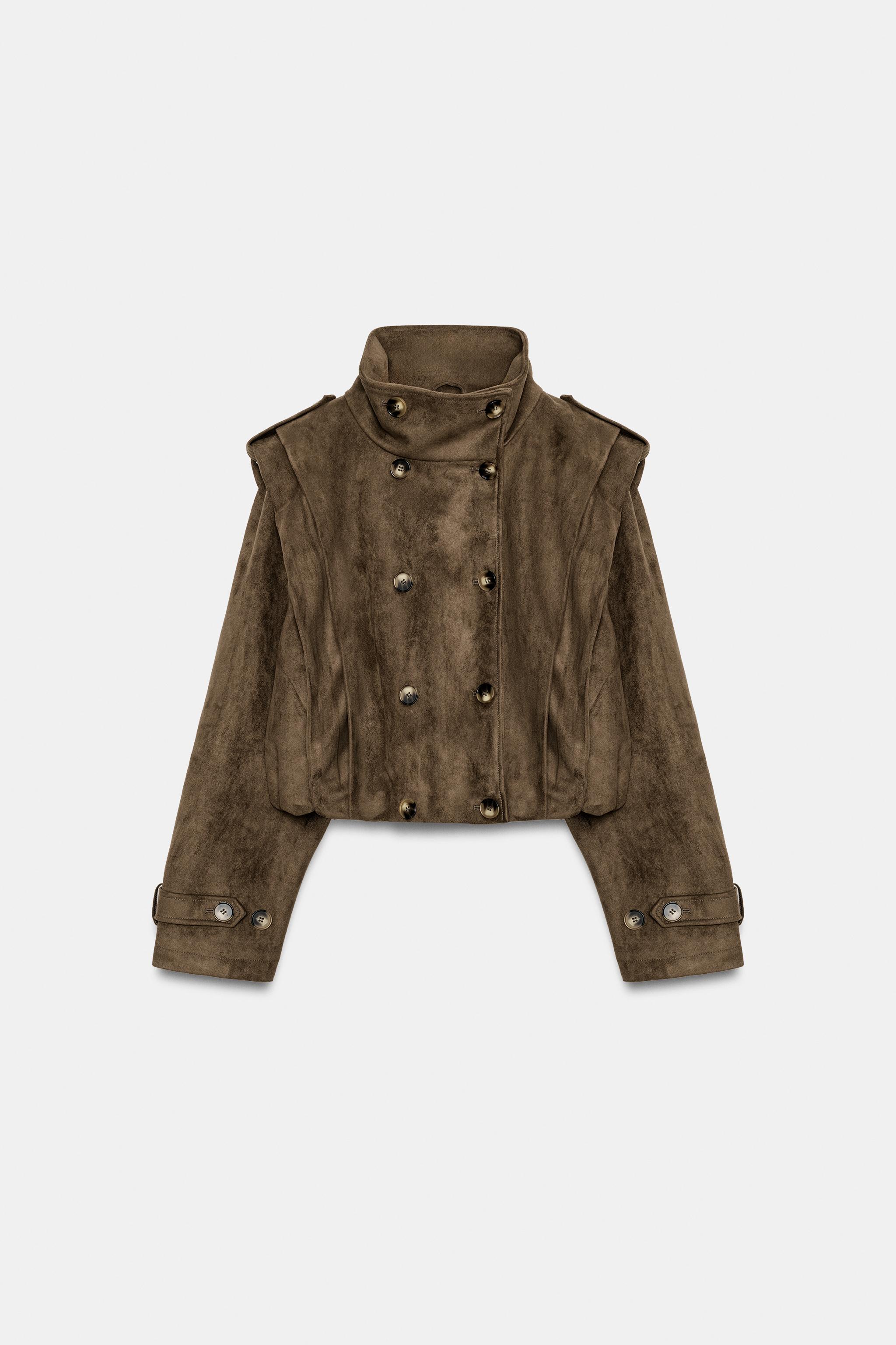 Zara KISA PİLELİ SUNİ SÜET TRENÇKOT görsel 7