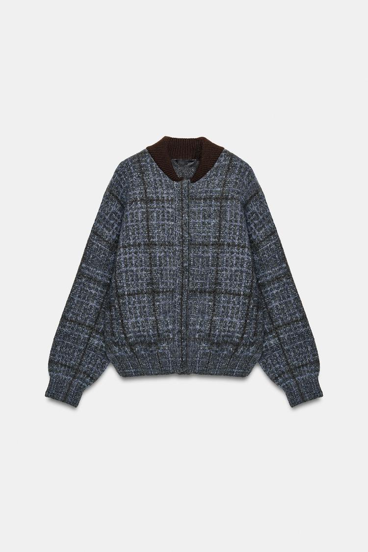 Chaqueta bomber punto cuadros