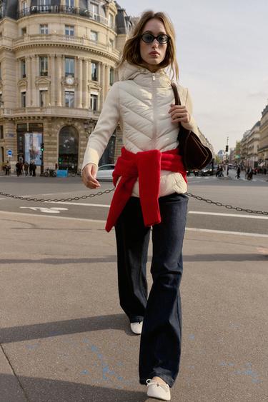 CONTRAST PUFFER JACKET - Ecru by Zara