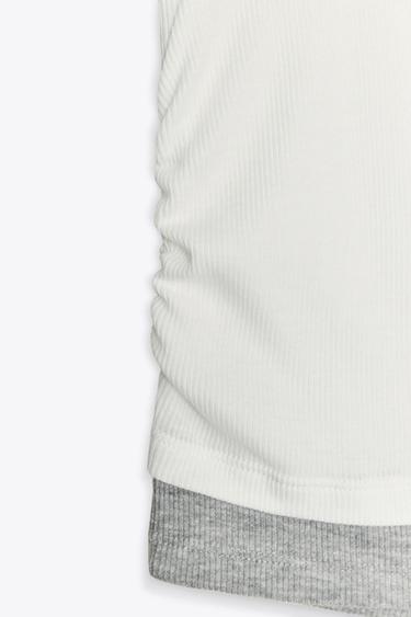 T-SHIRT DOUBLE CÔTELÉ À PLIS - Blanc de Zara - Image 6