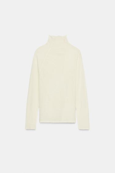 TOP 100% LAINE À PLIS - Écru de Zara - Image 4