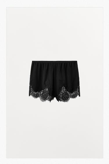 SHORTS POINTELLE ENCAJE - Negro de Zara