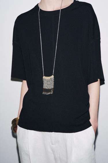 OVERSIZE PLAIN KNIT TOP - Black by Zara