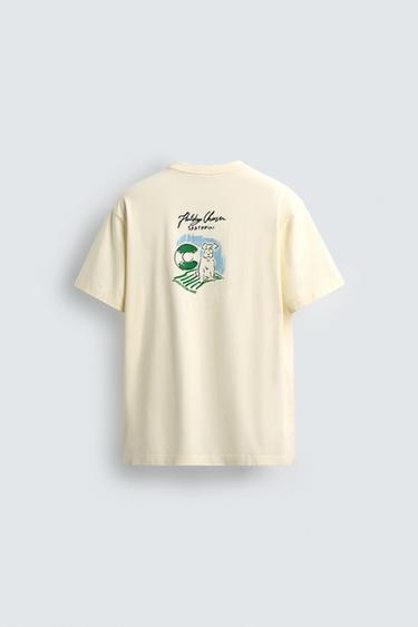 ÁO PHÔNG THÊU CHỮ - Màu kem từ Zara