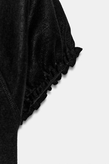 VOLUMINOUS RUSTIC T-SHIRT - Black by Zara - Image 4