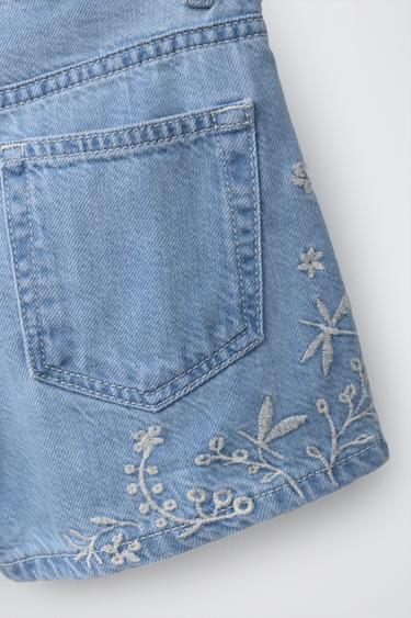 EMBROIDERED DENIM BERMUDA SHORTS - Light blue by Zara - Image 3