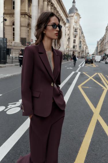 VESTE AJUSTÉE À ÉPAULETTES - Bordeaux de Zara - Image 3