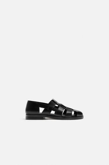 SANDALIA CANGREJERA  PIEL - Negro de Zara
