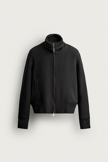 Zara BOMBER JACKET WITH HIGH COLLAR - Black