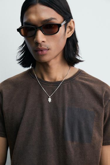 FADED SLOGAN PRINT T-SHIRT - Brown by Zara - Image 4