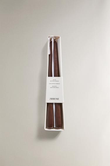 PACK OF DECORATIVE CONICAL CANDLES (PACK OF 2) - Brown by Zara - Image 3