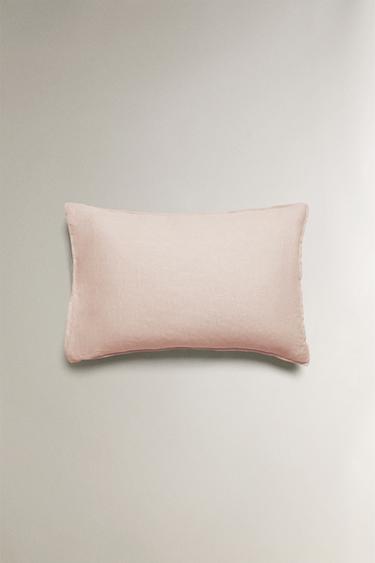 WASHED LINEN PILLOWCASE (140 GXM²) - Pale pink by Zara - Image 3