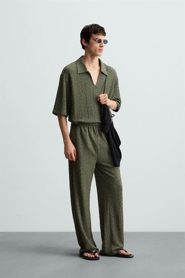 CALÇA ESTRUTURA TEXTURA - Verde da Zara - Imagem 0