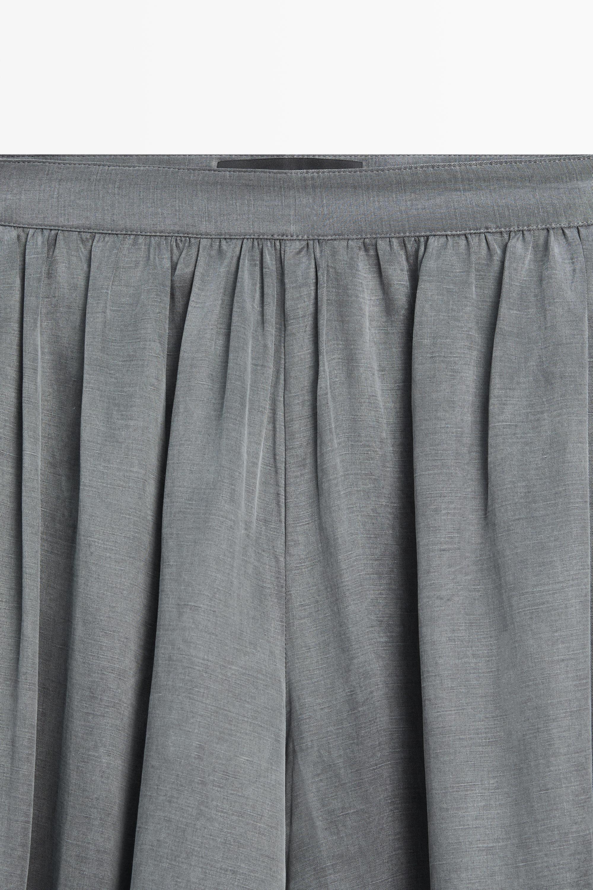 Pleated balloon fit linen blend trousers