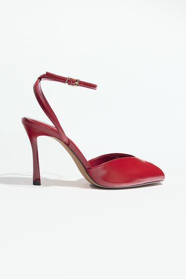 SANDALES À TALON FIN ET BRACELET - Rouge de Zara