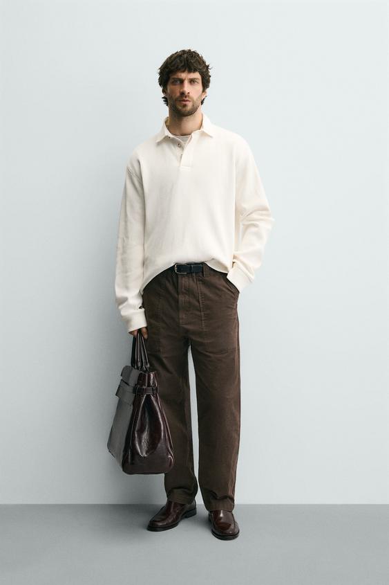 COMBINATION WAFFLE TEXTURED POLO SHIRT