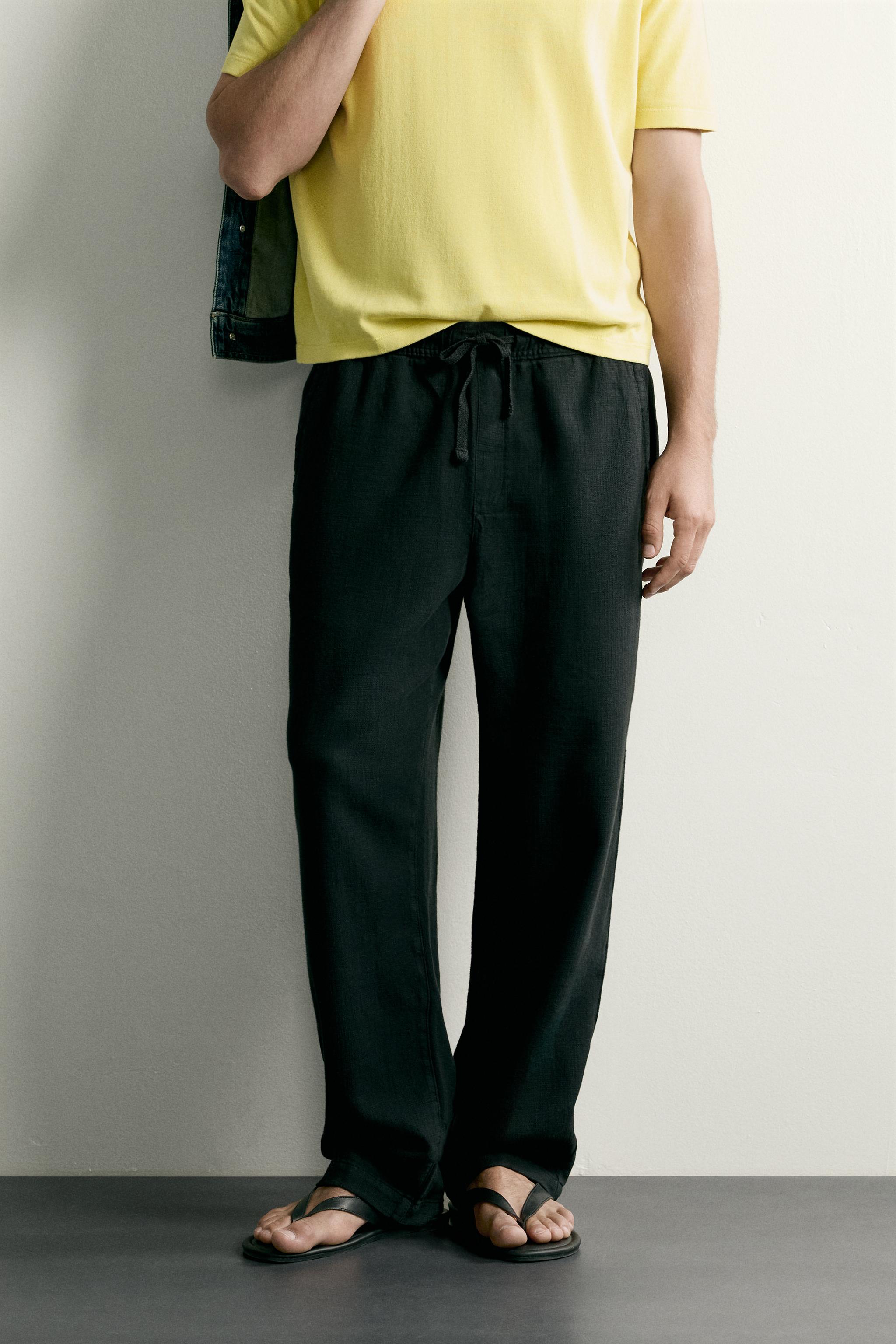 STRUCTURED RELAXED FIT PANTS — Black