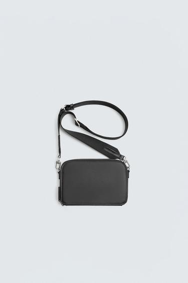 LEATHER CROSSBODY BAG - Black by Zara
