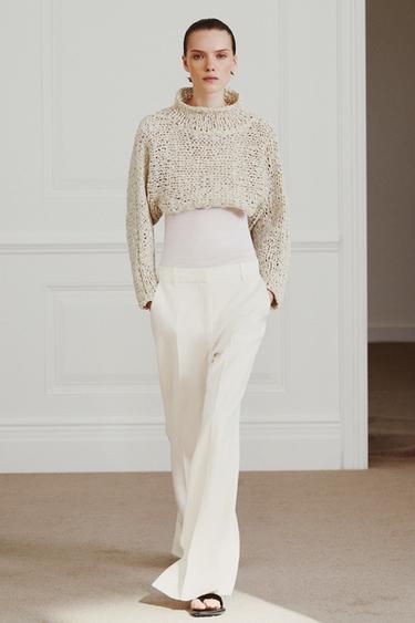 ZW COLLECTION STRAIGHT-LEG TROUSERS - Ecru by Zara