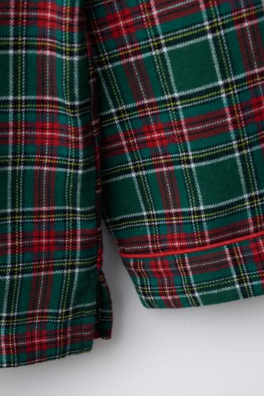 AGES 6-14 / CHECK FLANNEL PYJAMAS - Green by Zara - Image 6
