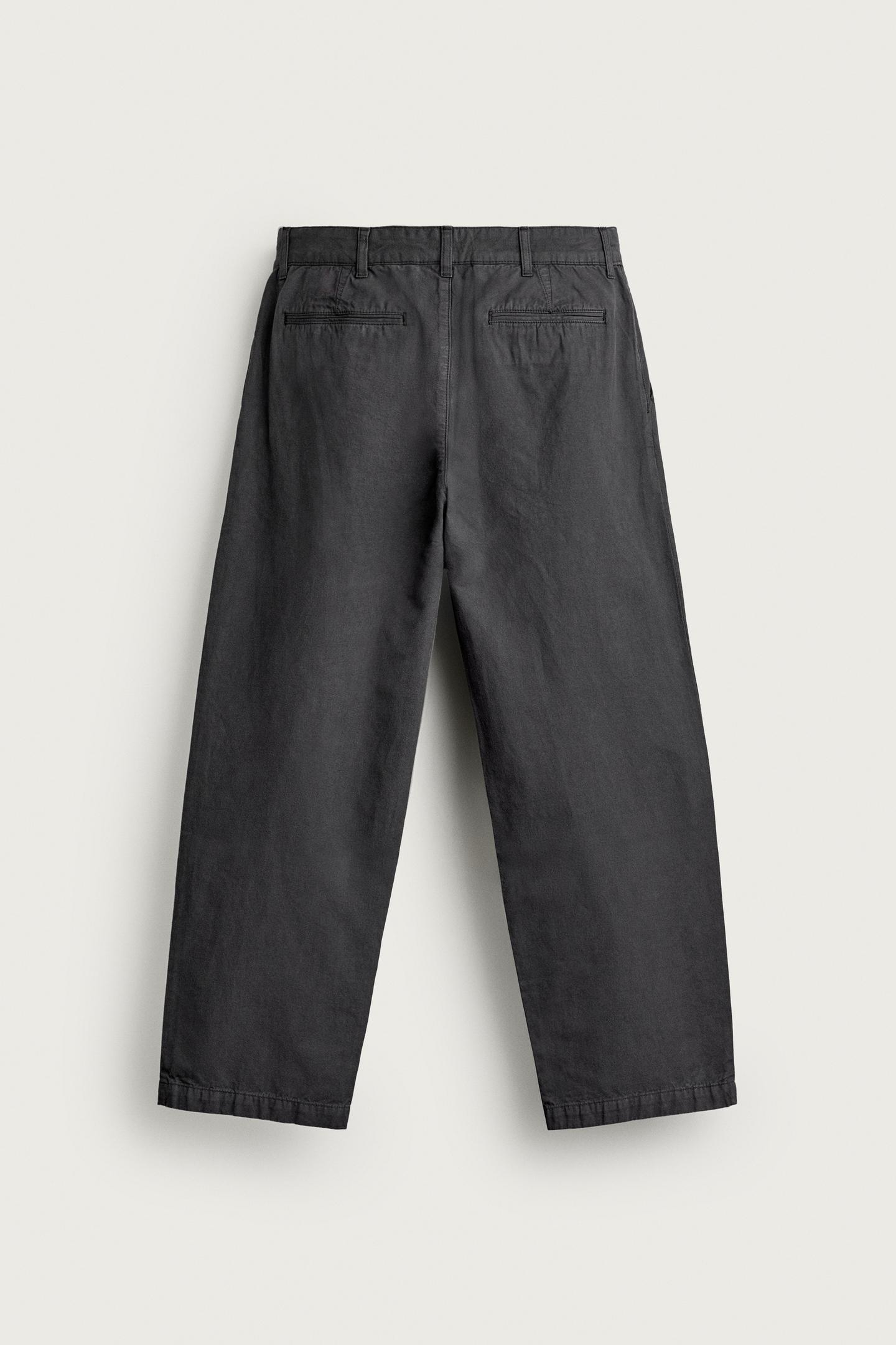Мужские брюки Zara Regular-Fit Pleated Chino, цвет: Серо-бежевый — фото 8